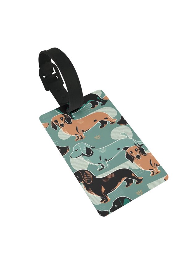 Dachshund Cute Retro Luggage Tags Suitcases ID Baggage Identifier Card Name Tag for Travel Backpacks Gym Bags