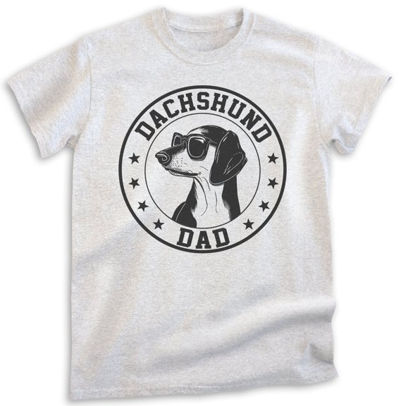 Dachshund Dad T-shirt, Unisex Men's Shirt, Dachshund Owner, Best Dog Dad Gift, Heather Ash, X-Large