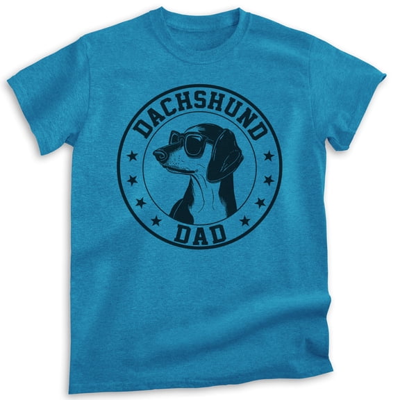 Dachshund Dad T-shirt, Unisex Men's Shirt, Dachshund Owner, Best Dog Dad Gift, Heather Blue, X-Large