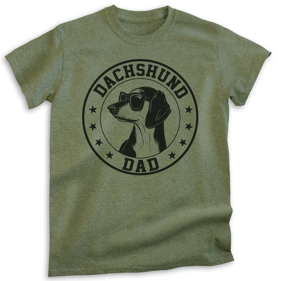 Dachshund Dad T-shirt, Unisex Men's Shirt, Dachshund Owner, Best Dog Dad Gift, Heather Military Green, Small