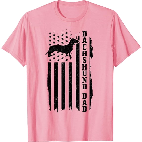 Dachshund Dad Vintage American Flag Unisex T-Shirt for Men Women Kids Toddler