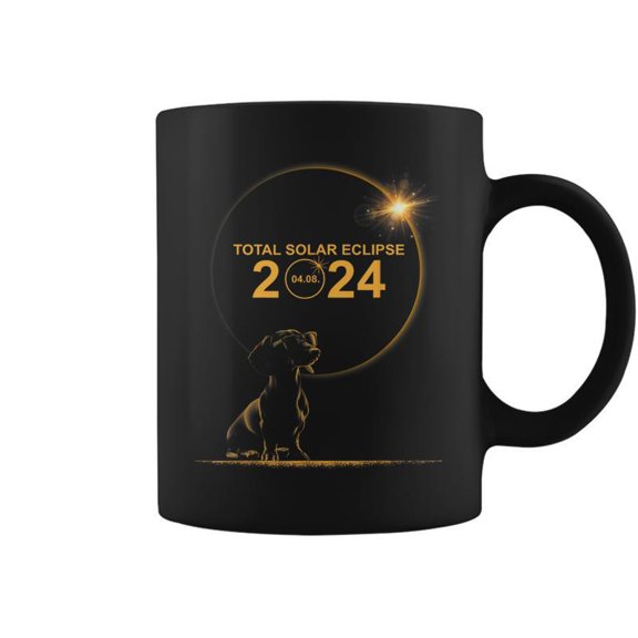 Dachshund Dog 04 08 24 Total Solar Eclipse 2024 Boys Girls Coffee Mugs