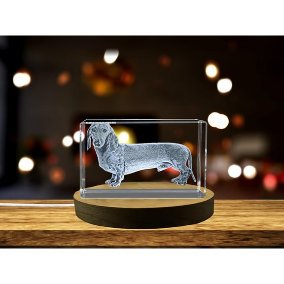 Dachshund Dog | 3D Engraved Dog Crystal Sculpture Gift