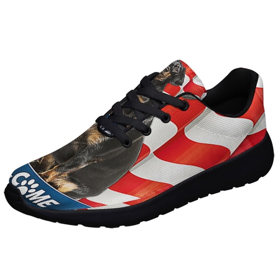 Dachshund Dog 4th Of July American flag Shoes Sneakers Black Size 12