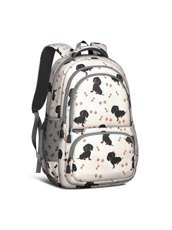 Dachshund Dog Backpack for School,Cute School Bag,Schoolbag with Adjustable Shoulder Straps & Padded Back,16.9 Inch