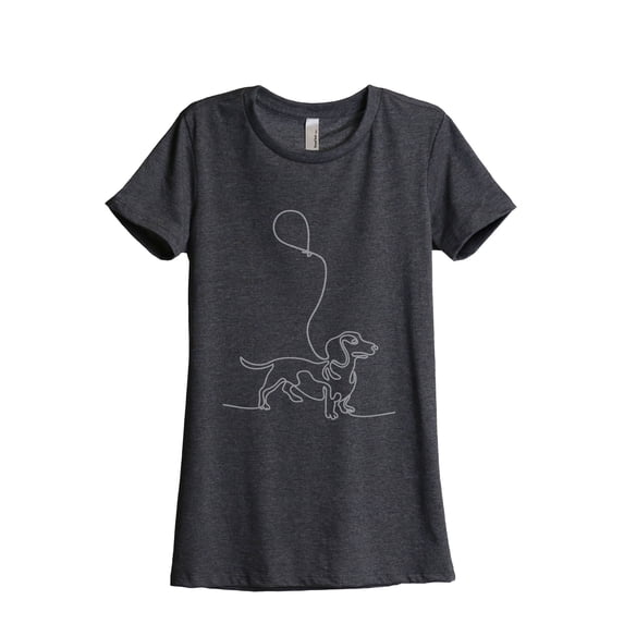 Dachshund Dog Balloon Women's Fashion Relaxed T-Shirt Tee Charcoal Grey Medium