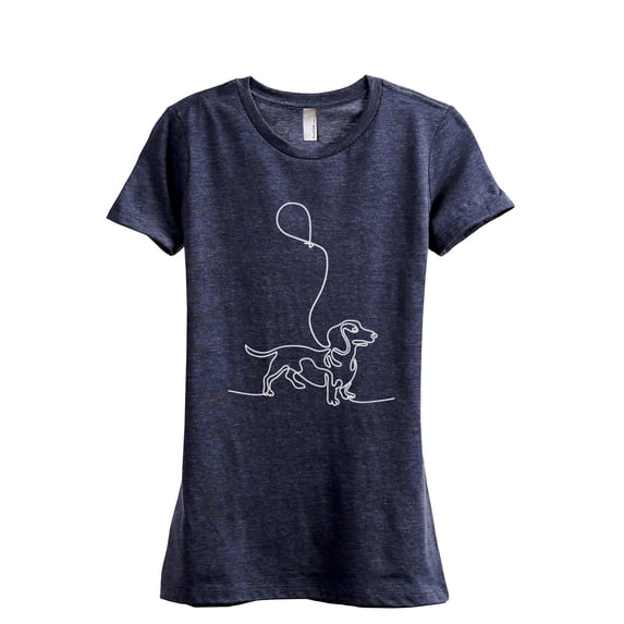 Dachshund Dog Balloon Women's Fashion Relaxed T-Shirt Tee Heather Navy Medium