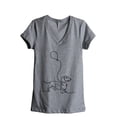 thumbnail image 1 of Dachshund Dog Balloon Women's Fashion Relaxed V-Neck T-Shirt Tee Heather Grey X-Large, 1 of 3