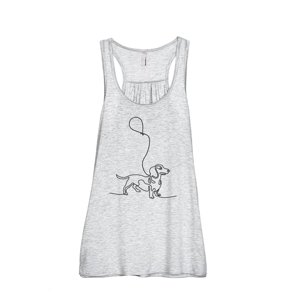 Dachshund Dog Balloon Women's Fashion Sleeveless Flowy Racerback Workout Yoga Tank Top Sport Grey Small