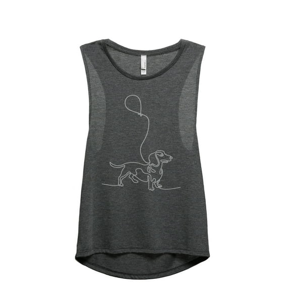 Dachshund Dog Balloon Women's Fashion Sleeveless Muscle Workout Yoga Tank Top Charcoal Grey X-Large
