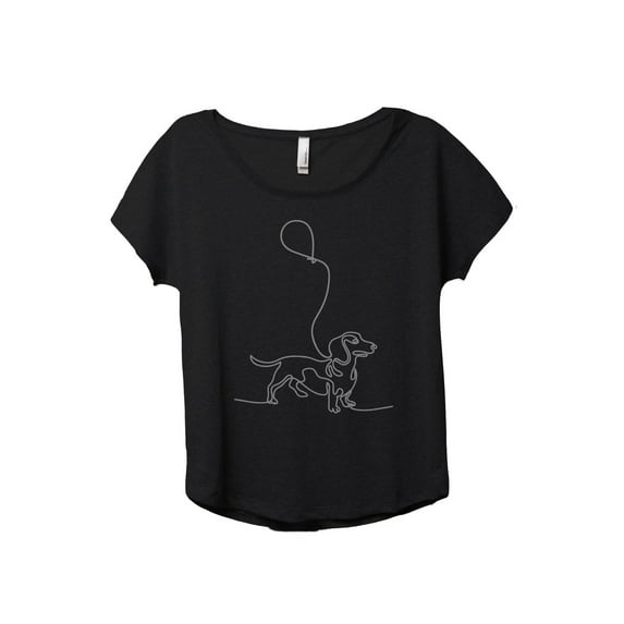 Dachshund Dog Balloon Women's Fashion Slouchy Dolman T-Shirt Tee Heather Black Small