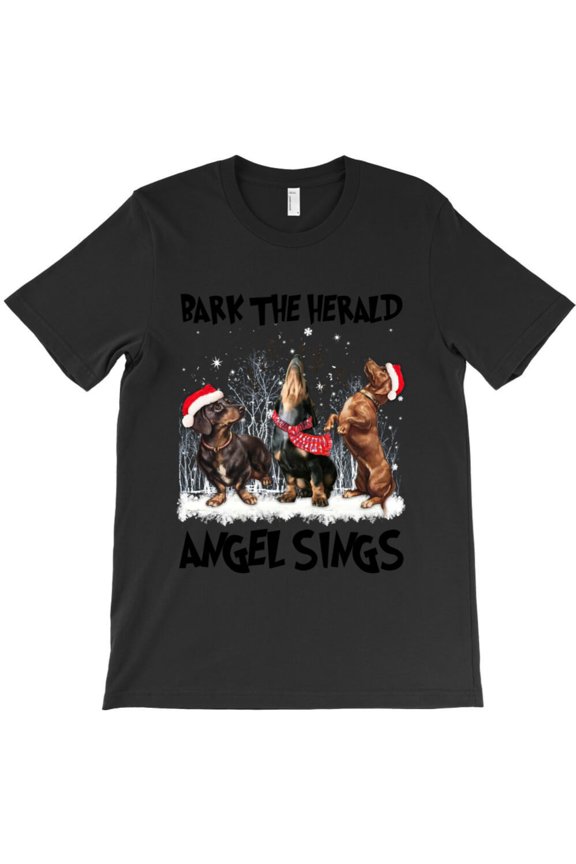 Dachshund Dog Bark The Herald Angels Sing Funny Christmas Dog Lover Graphic T-Shirt G11667, Up to 5XL