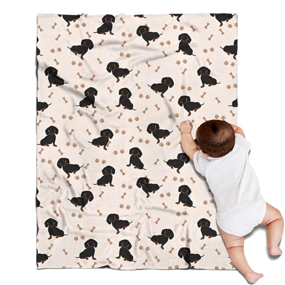 Dachshund Dog Blanket,Comfortable Soft Flannel Throw Blanket,All Season,Warm Lightweight Blankets for Sofa Bed Couch Living Room Chair,30"x40"(80x100cm)