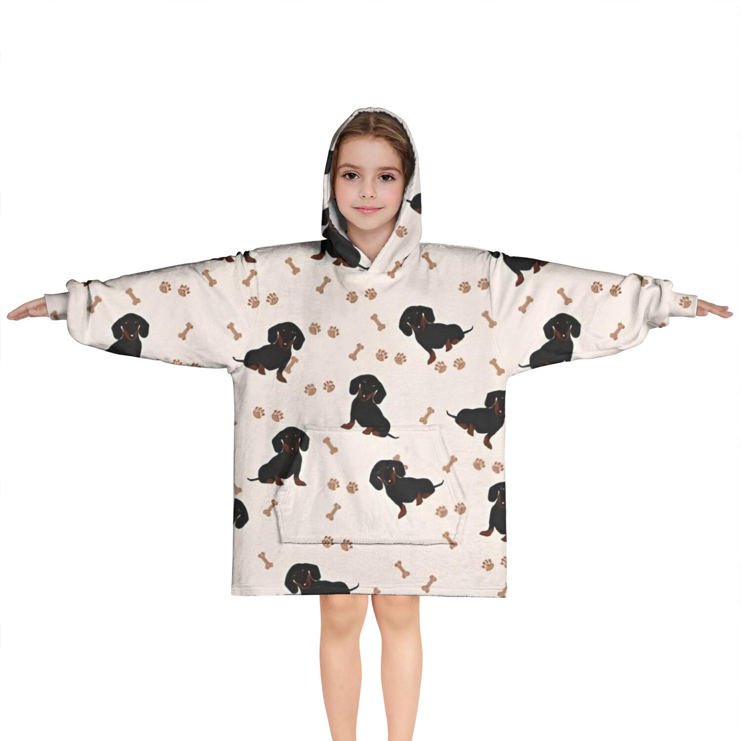 Dachshund Dog Blanket Hoodies for Kids 6-13YR Oversize Wearable Blanket Hoodies for Boys Girls Teens