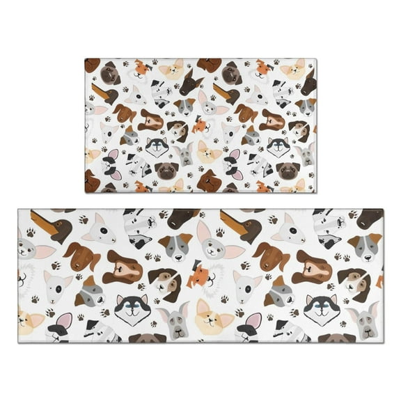 Dachshund Dog Boston Terrier Dog Kitchen Rugs Sets Of 2,Anti Fatigue Kitchen Mat Rugs Non Slip Washable,Decorative Kitchen Floor Mats for Kitchen,Sink,Laundry,17"x30"+17"x47"
