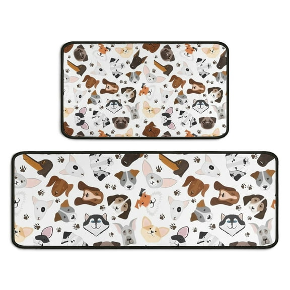 Dachshund Dog Boston Terrier Dog Kitchen Rugs Sets Of 2,Anti Fatigue Kitchen Mat Rugs Non Slip Washable,Decorative Kitchen Floor Mats for Kitchen,Sink,Laundry,17"X30"+17"X47"