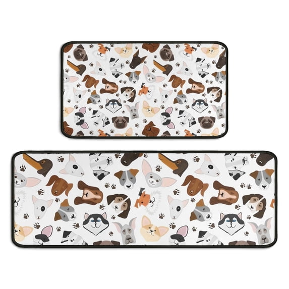 Dachshund Dog Boston Terrier Dog Kitchen Rugs Sets Of 2,Anti Fatigue Kitchen Mat Rugs Non Slip Washable,Decorative Kitchen Floor Mats for Kitchen,Sink,Laundry,17"X30"+17"X47"