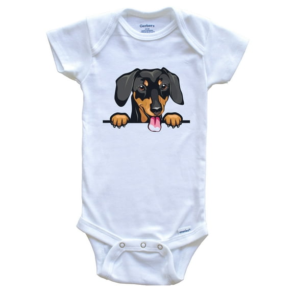 Dachshund Dog Breed Cute Baby Bodysuit v2, 3-6 months white