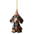 thumbnail image 1 of Dachshund Dog Car Hanging Ornament Acrylic Christmas Tree Decoration Cute Automotive Accessory - Handmade Colorful for Office Home Gift(A), 1 of 1