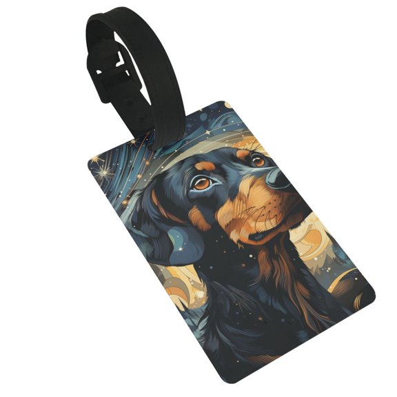 Dachshund Dog Cool Art Luggage Tags Suitcases ID Baggage Identifier Card Name Tag for Travel Backpacks Gym Bags