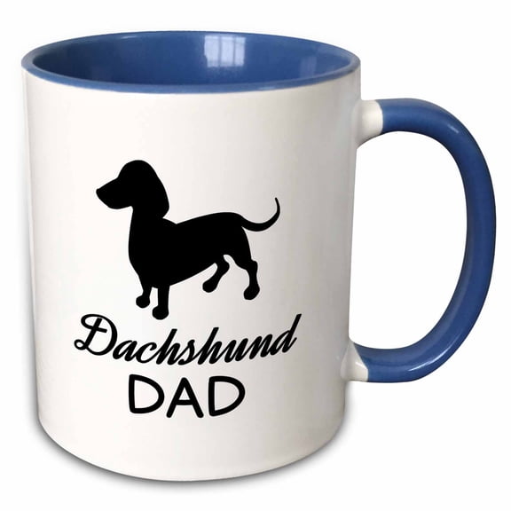 3drose, Dachshund Dog Dad, 11oz Two-tone Blue Mug