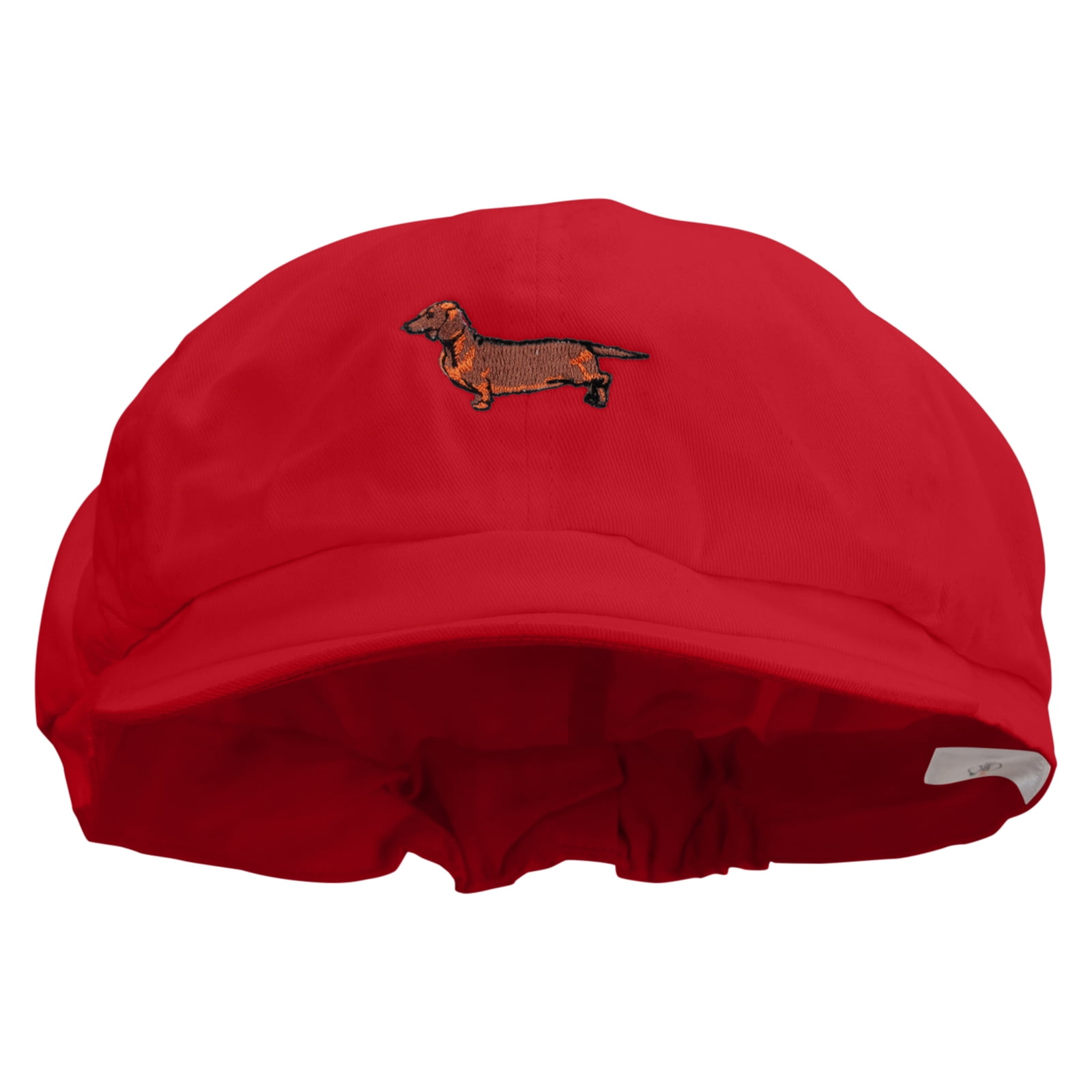 Dachshund Dog Embroidered Cotton Elastic Big Size Newsboy Cap - Red XL ...