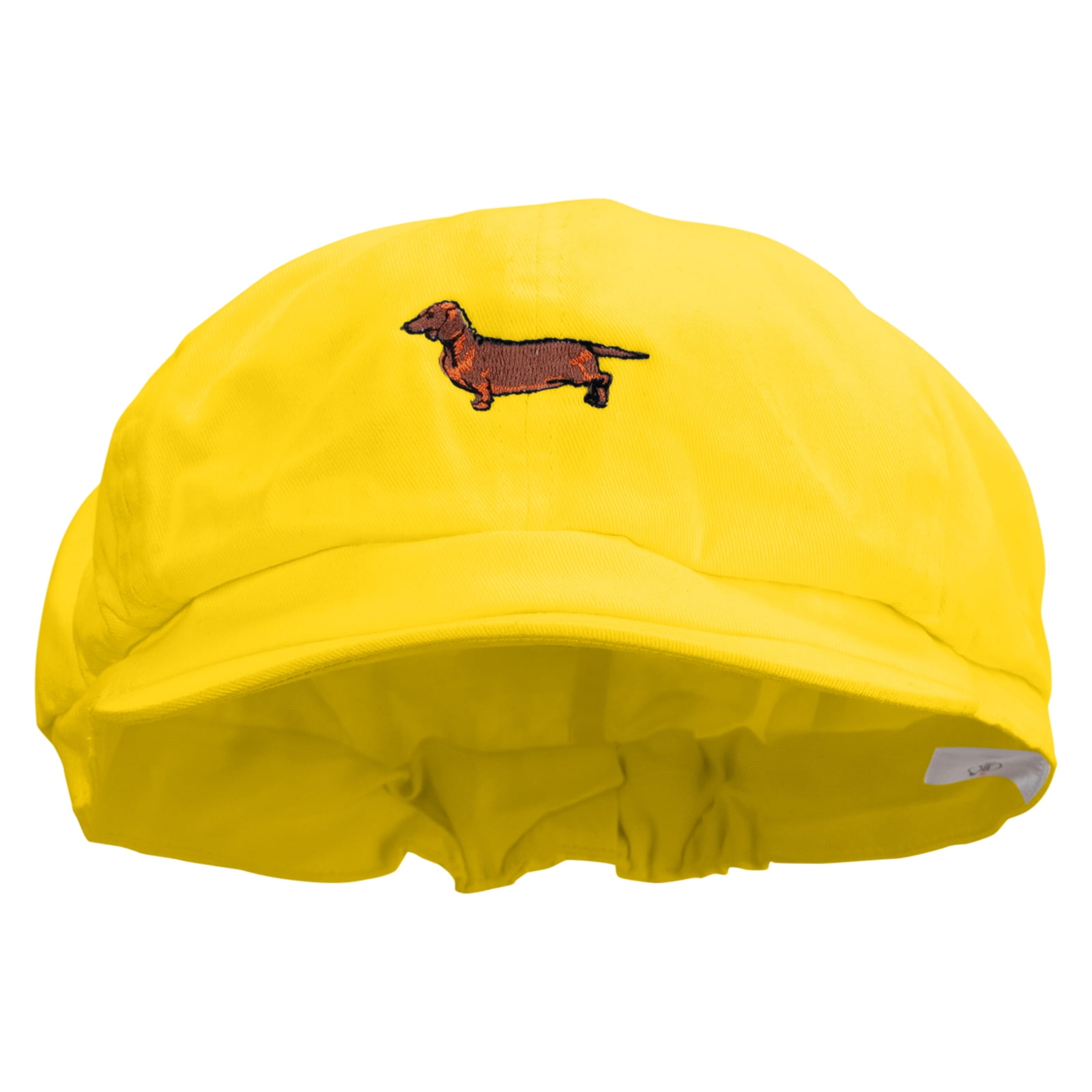 Dachshund Dog Embroidered Cotton Elastic Big Size Newsboy Cap - Yellow ...