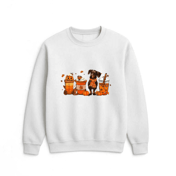 Dachshund Dog Halloween Pumpkin Ghost Costume Cute Party Graphic Sweatshirt, for men & women, up to size 5XL