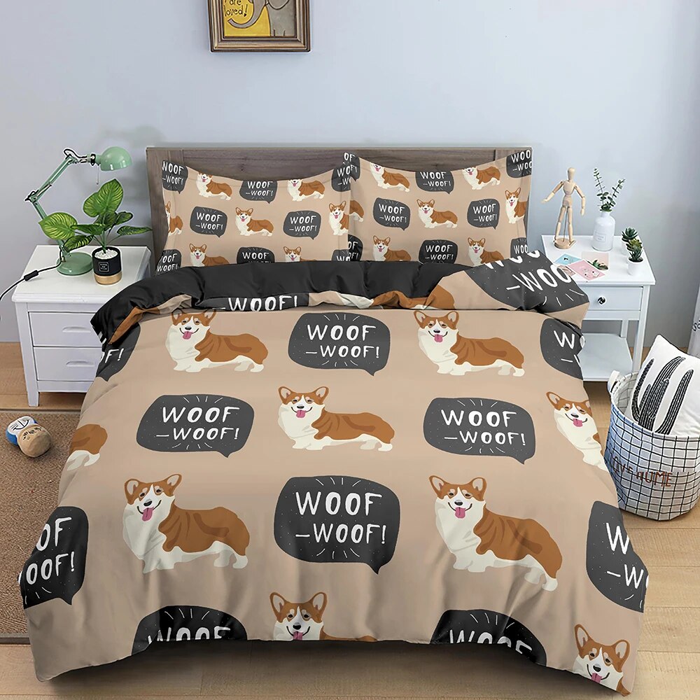 Dachshund Dog King Duvet Cover Cartoon Pet Puppy Bedding Set Sausage