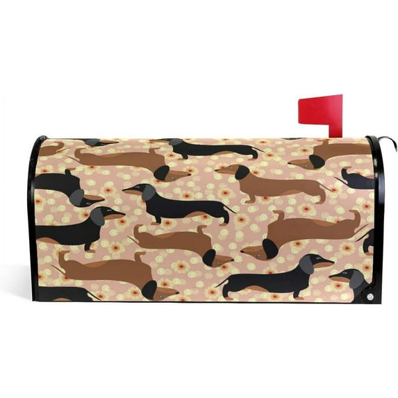 Dachshund Dog Magnetic Magnetic Mailbox Cover Standard Size for Garden Yard Outdoor Decorations-18 x 20.8"