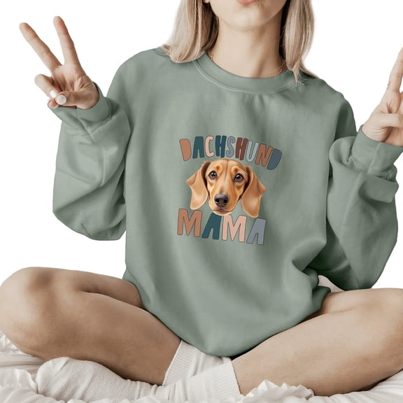 Dachshund Dog Mama Sweatshirt Cute Women Casual Animal Lover Gifts Long Sleeve Graphic Shirts Pullover Tops