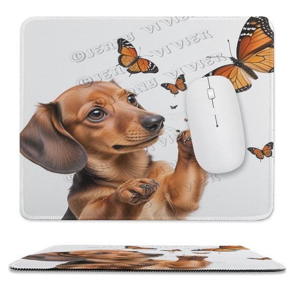 Dachshund Dog Mouse Pad, Rectangle Personalized Computer Mouse Pads with Dog Design, Washable Mouse Mat, Office Home Non-Slip Rubber Base Mousepad 10"x12"