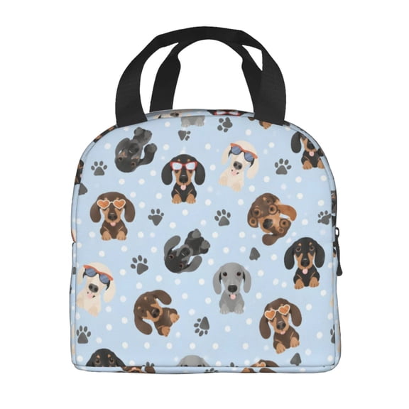 Dachshund Dog Paw Print Lunch Bag Thick Aluminum Foil Cooler Tote for Women Work Picnic Gift