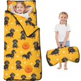 thumbnail image 1 of Dachshund Dog Paw Print Yellow Pattern Teens Toddler Nap Mat with Pillow, Sleeping Mat Bag for Preschool Daycare 60"x20", 1 of 6