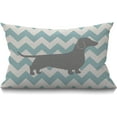 thumbnail image 1 of Dachshund Dog Pillow Dachshund Pattern Dog Teal Waves Striped Cotton Linen Cushion Cover Oblong Rectangle Pillow Cases for Men Women Boys Girls Kids Pillowcase Sofa Bedroom Livingroom 12x20 inch, 1 of 3