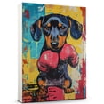 thumbnail image 1 of Dachshund Dog Playing Boxing Stretched Canvas Size 8x12 – Vintage Style Dachshund Dog Art for Boxing Fans, Great Gift for Dog Owners, 1 of 5