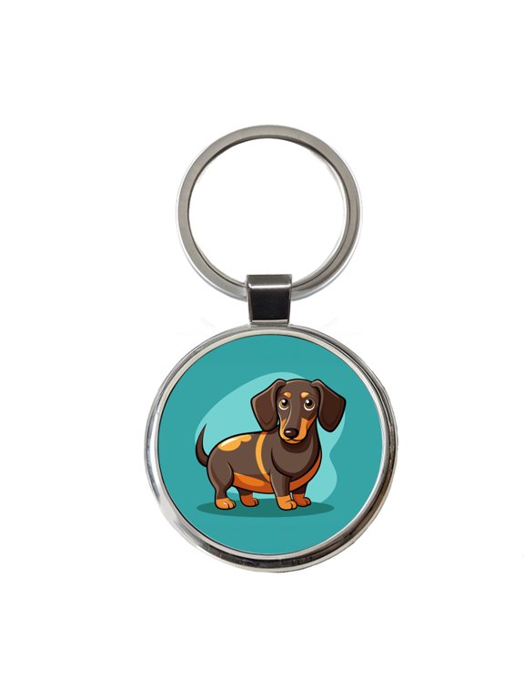 Dachshund Dog Profile Metal Round Keychain