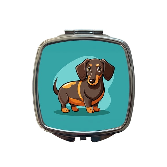 Dachshund Dog Profile Travel Makeup Handbag Purse Small Pocket Compact Mirror