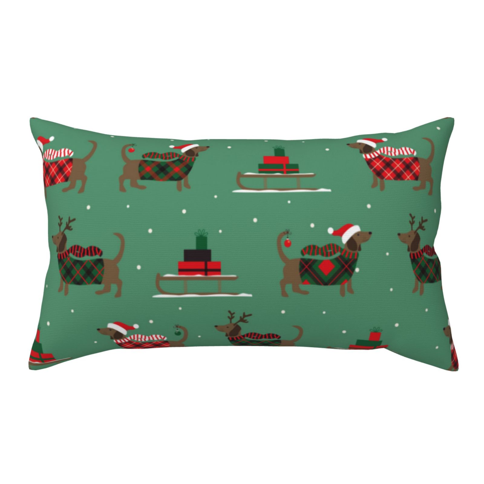 Dachshund Dog Puppy Green King Pillow Cases Standard Size 20x36in