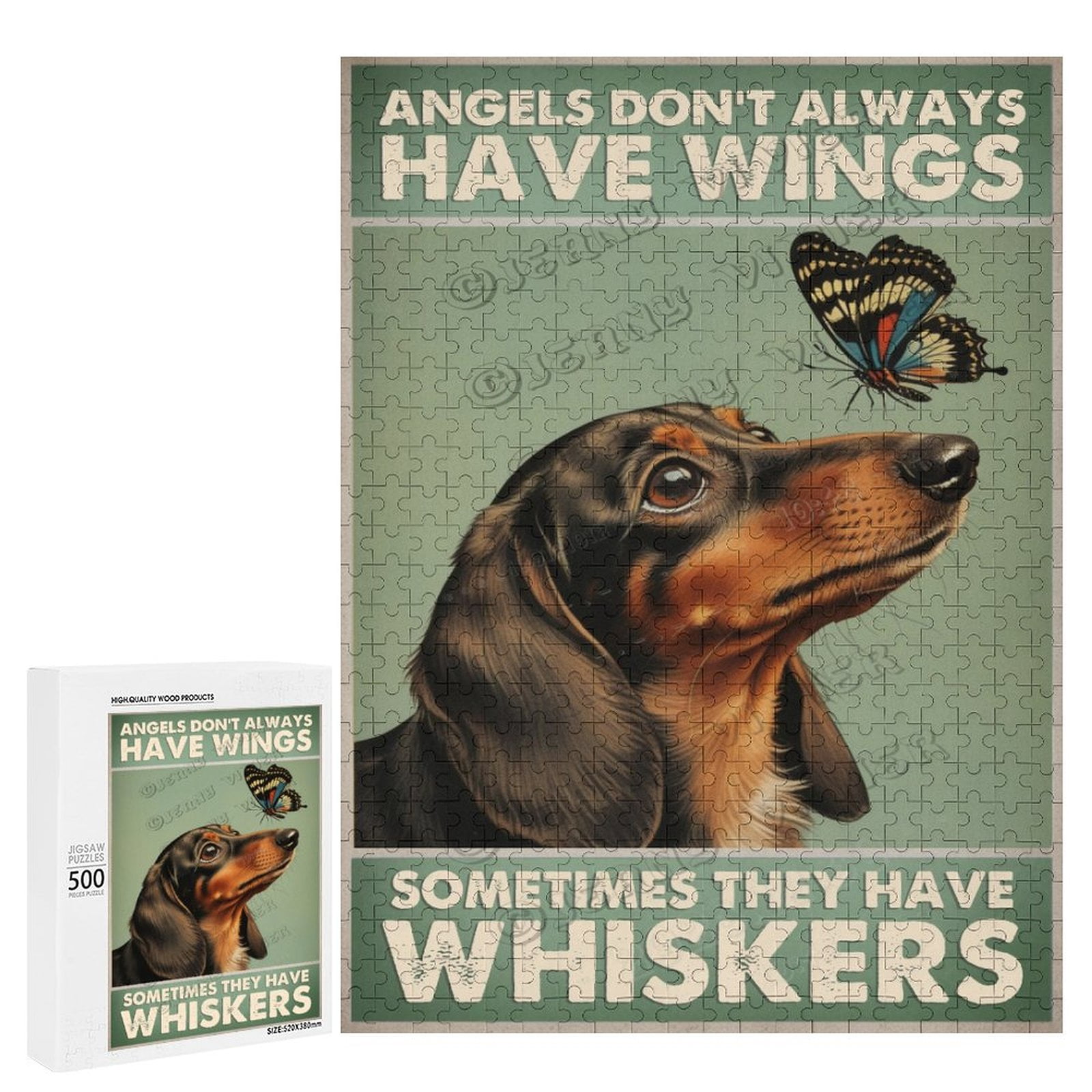 500 Piece Jigsaw Puzzle for Adults - Wood Puzzles - Happy Dachshund Dog ...