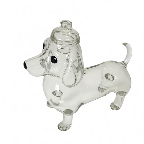 Dachshund Dog Shaped Glass Candy Jar With Airtight Lid For Kitchen Counter Storage Of Snacks And Coffee Pods