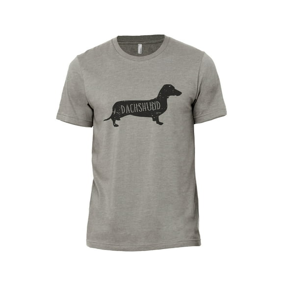 Dachshund Dog Silhouette Men's Modern Fit Fun Casual T-Shirt Printed Graphic Tee Military Grey Medium