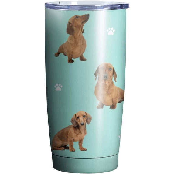 Dachshund Dog Tumbler Stainless Steel Insulated Travel Coffee Cups with Lid and Straw,Ideal Memorial Gift for Dog Dad/Mom,20oz