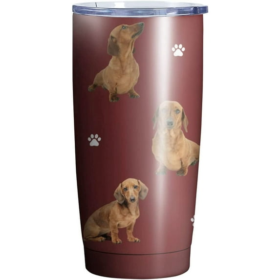 Dachshund Dog Tumbler Stainless Steel Insulated Travel Coffee Cups with Lid and Straw,Ideal Memorial Gift for Dog Dad/Mom,20oz
