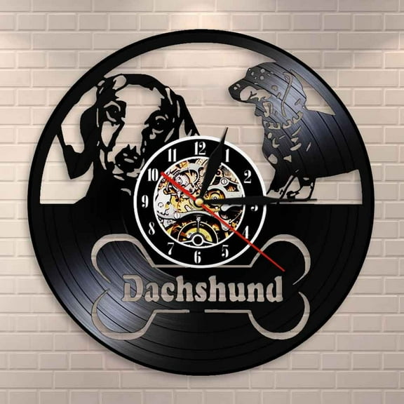 Dachshund Dog Wall Clock Retro Wiener Dog Vinyl Record Wall Clock Sausage Dog Puppy Home Decoration Modern Wall Watch Dog Breeds