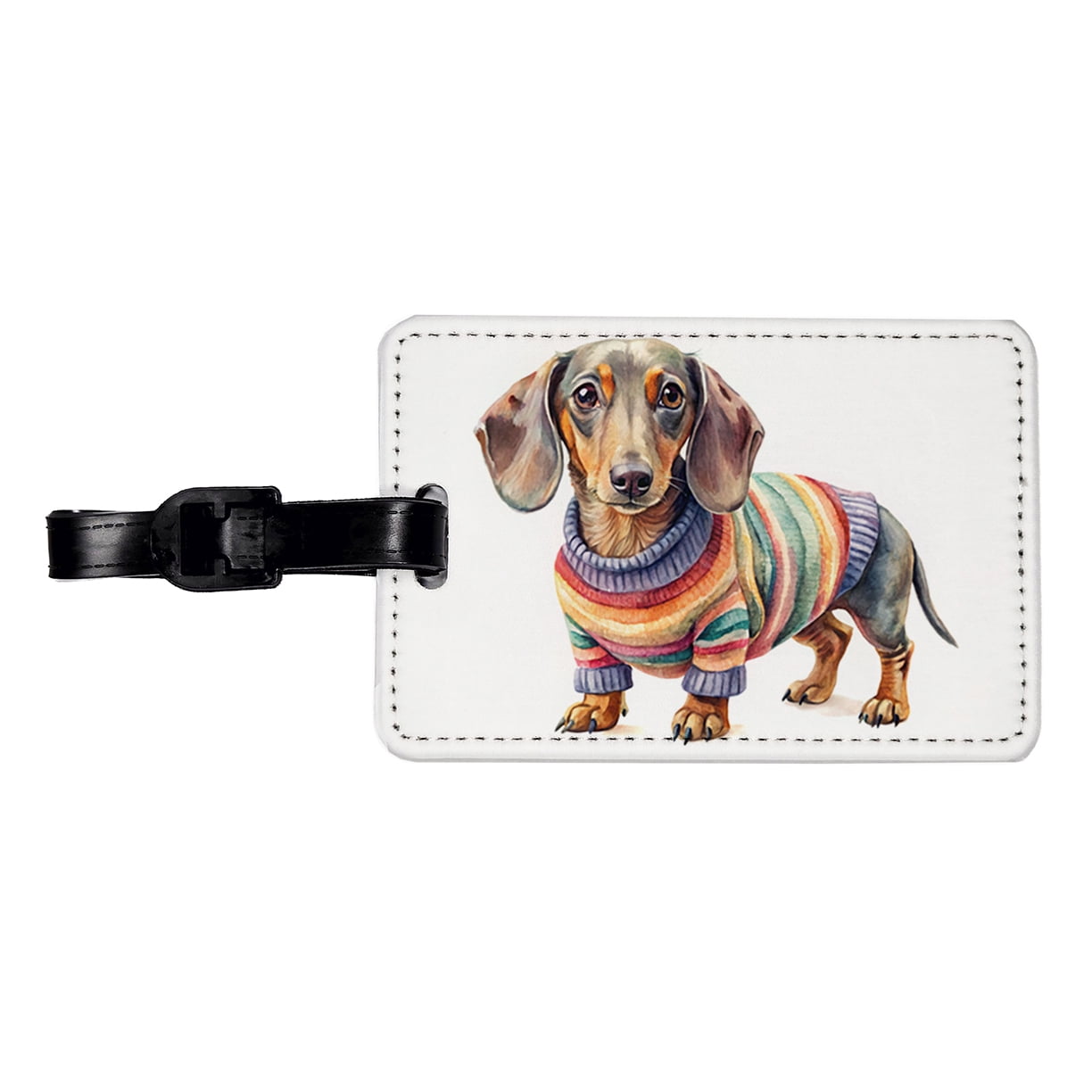 Dachshund Dog Wearing A Sweater Watercolor Faux Leather Travel Luggage ...