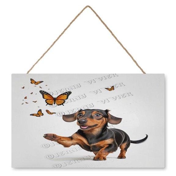 Dachshund Dog Wood Sign, Cute Dog Decor, Hanging Printed Wooden Plaque Décor, Rustic Wood Wall Hanging Plaques, Dog Art Wall Décor, Home Décor Sign, Farmhouse Hanging Signs 10x16 inches