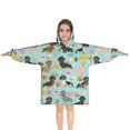 thumbnail image 1 of Dachshund Dog and Pizza Blanket Hoodies for Kids 6-13YR Oversize Wearable Blanket Hoodies for Boys Girls Teens, 1 of 7