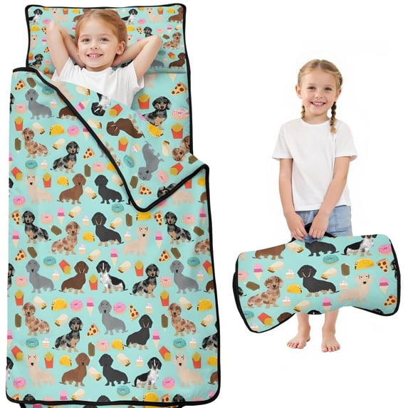 Dachshund Dog and Pizza Toddler Nap Mats for Kids Preschool,Sleeping Mat Bag or Kids,Toddler Sleeping Bag,Toddler Nap Mat or Daycare