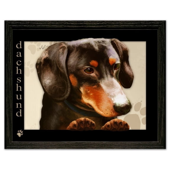 Dachshund Dog by Scott Rogers Paws on the Picture Frame 13x10 Framed Art Print